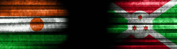 Niger Burundi Flags Black Background — Stock Photo, Image