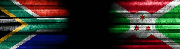 Südafrika Und Burundi Fahnen Auf Schwarzem Hintergrund — Stockfoto