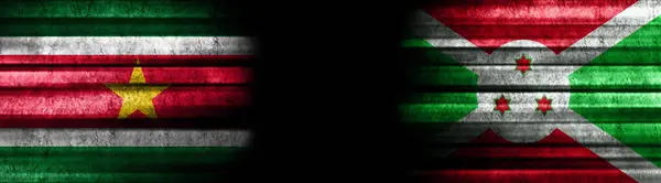 Banderas Surinam Burundi Sobre Fondo Negro —  Fotos de Stock