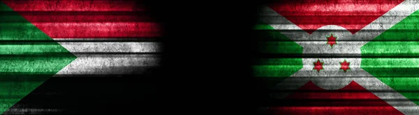 Banderas Sudán Burundi Sobre Fondo Negro —  Fotos de Stock
