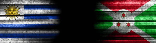 Флаги Уругвая Бурунди Чёрном Фоне — стоковое фото