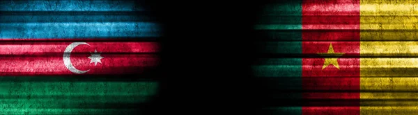 Флаги Азербайджана Камеруна Черном Фоне — стоковое фото
