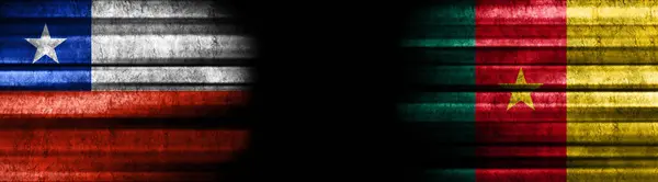 Флаги Чили Камеруна Чёрном Фоне — стоковое фото