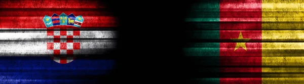 Хорватія Камерун Прапори Чорному Тлі — стокове фото