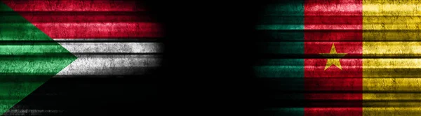 Bandiere Sudan Camerun Sfondo Nero — Foto Stock