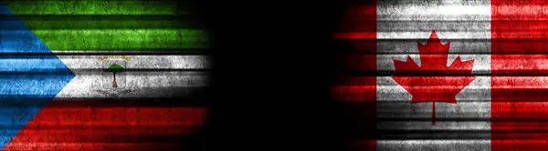 Banderas Guinea Ecuatorial Canadá Sobre Fondo Negro — Foto de Stock