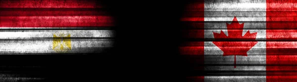 Banderas Egipto Canadá Sobre Fondo Negro — Foto de Stock