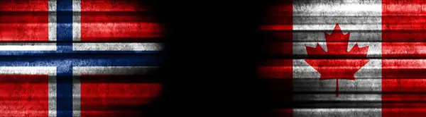Норвегія Канада Прапори Чорному Тлі — стокове фото
