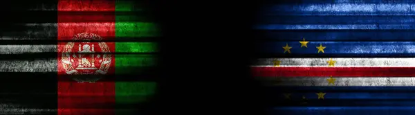 Afghánistán Kapverdy Vlajky Černém Pozadí — Stock fotografie