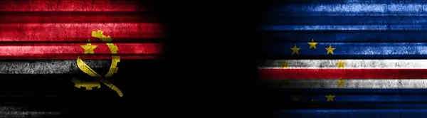 Vlajky Angoly Kapverd Černém Pozadí — Stock fotografie
