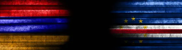 Флаги Армении Кабо Верде Черном Фоне — стоковое фото