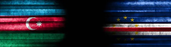 Флаги Азербайджана Кабо Верде Черном Фоне — стоковое фото