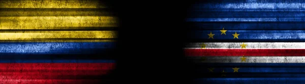 Colombia Och Kap Verdes Flaggor Med Svart Bakgrund — Stockfoto