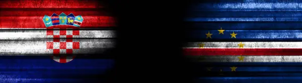 Хорватія Кабо Верде Прапори Чорному Тлі — стокове фото