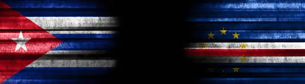 Куба Кабо Верде Прапори Чорному Тлі — стокове фото