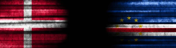 Banderas Dinamarca Cabo Verde Sobre Fondo Negro — Foto de Stock