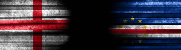 Англія Кабо Верде Прапори Чорному Тлі — стокове фото