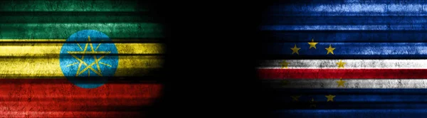 Etiopía Cabo Verde Banderas Sobre Fondo Negro — Foto de Stock