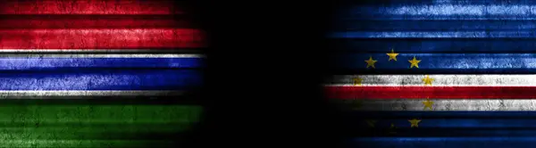 Флаги Гамбии Кабо Верде Чёрном Фоне — стоковое фото