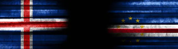 Banderas Islandia Cabo Verde Sobre Fondo Negro — Foto de Stock