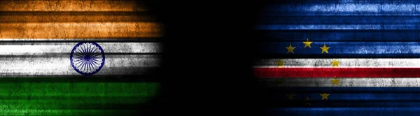 Indie Kapverdy Vlajky Černém Pozadí — Stock fotografie