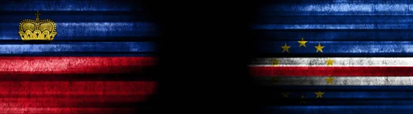 Banderas Liechtenstein Cabo Verde Sobre Fondo Negro — Foto de Stock