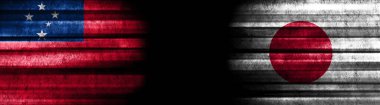 Samoa ve Japon Bayrakları Siyah Arkaplanda