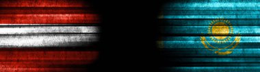 Avusturya ve Kazakistan Kara Arkaplanda Bayraklar