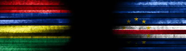 Флаги Маврикия Кабо Верде Чёрном Фоне — стоковое фото