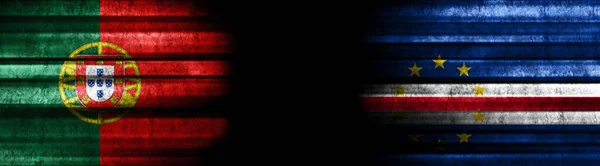 Portugal Cape Verde Flags Black Background — Stock Photo, Image