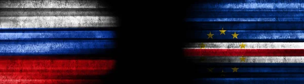 Banderas Rusia Cabo Verde Sobre Fondo Negro —  Fotos de Stock