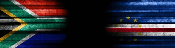 Dél Afrika Zöld Foki Szigetek Zászlói Fekete Háttérről — Stock Fotó