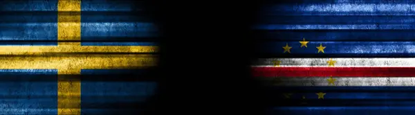 Švédsko Kapverdy Vlajky Černém Pozadí — Stock fotografie