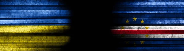 Флаги Украины Кабо Верде Чёрном Фоне — стоковое фото