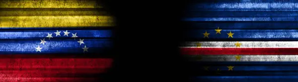 Σημαίες Βενεζουέλας Και Πράσινου Ακρωτηρίου Μαύρο Φόντο — Φωτογραφία Αρχείου