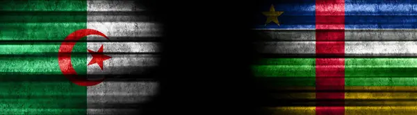 Algeria Central African Republic Flags Black Background — Stock Photo, Image
