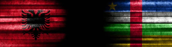 Флаги Албании Центральноафриканской Республики Чёрном Фоне — стоковое фото