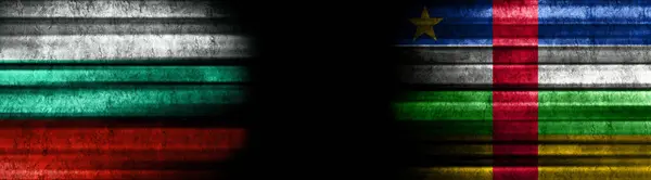 Bulgária República Centro Africana Bandeiras Fundo Preto — Fotografia de Stock