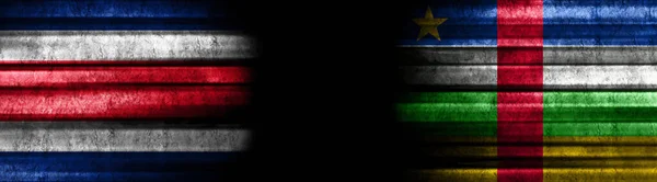 Kostarika Středoafrická Republika Vlajky Černém Pozadí — Stock fotografie