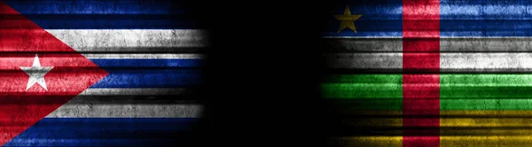 Flaggen Kubas Und Der Zentralafrikanischen Republik Auf Schwarzem Hintergrund — Stockfoto