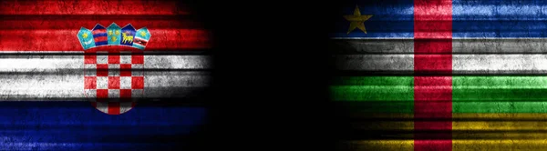 Σημαίες Κροατίας Και Κεντροαφρικανικής Δημοκρατίας Μαύρο Φόντο — Φωτογραφία Αρχείου