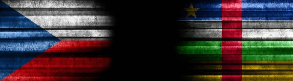 Česká Republika Středoafrická Republika Vlajky Černém Pozadí — Stock fotografie