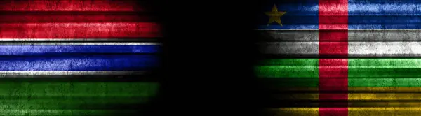 Gambia República Centroafricana Banderas Sobre Fondo Negro —  Fotos de Stock