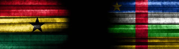 Ghana Och Centralafrikanska Republikens Flaggor Svart Bakgrund — Stockfoto