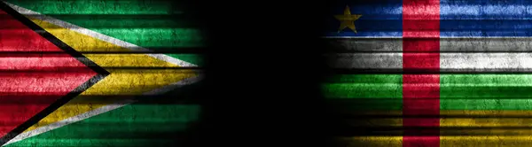 Flagi Gujany Republiki Środkowoafrykańskiej Czarnym Tle — Zdjęcie stockowe