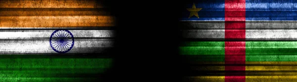 Indie Středoafrická Republika Vlajky Černém Pozadí — Stock fotografie