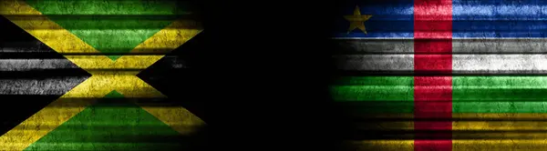 Флаги Ямайки Центральноафриканской Республики Чёрном Фоне — стоковое фото