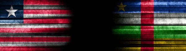 Флаги Либерии Центральноафриканской Республики Чёрном Фоне — стоковое фото
