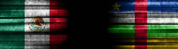 Мексика Центральноафриканська Республіка Прапори Чорному Тлі — стокове фото