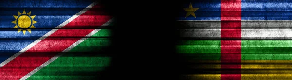 Namibia Och Centralafrikanska Republikens Flaggor Med Svart Bakgrund — Stockfoto